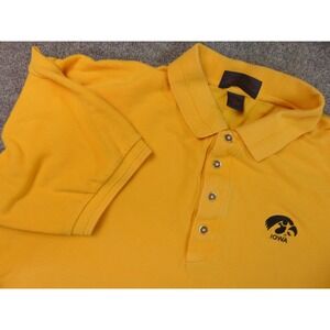 Iowa Hawkeyes Polo Shirt Mens XL Yellow Short Sleeve Cotton Antigua